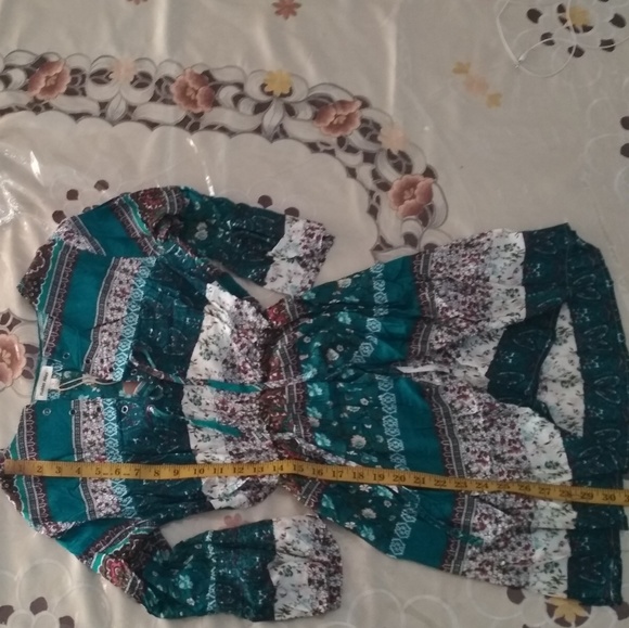 Small Teal Floral Print Dress - Picture 2 of 2